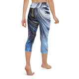 Metal Blue Wave Yoga Capri Leggings