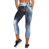 Metal Blue Wave Yoga Capri Leggings