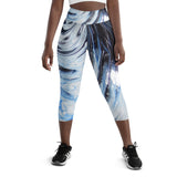 Metal Blue Wave Yoga Capri Leggings