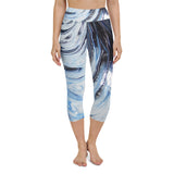Metal Blue Wave Yoga Capri Leggings
