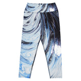 Metal Blue Wave Yoga Capri Leggings