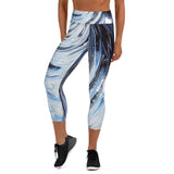 Metal Blue Wave Yoga Capri Leggings