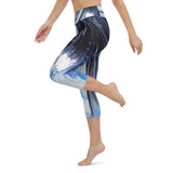 Metal Blue Wave Yoga Capri Leggings