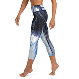 Metal Blue Wave Yoga Capri Leggings