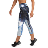 Metal Blue Wave Yoga Capri Leggings