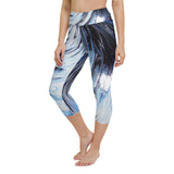 Metal Blue Wave Yoga Capri Leggings