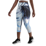 Metal Blue Wave Yoga Capri Leggings