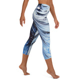 Metal Blue Wave Yoga Capri Leggings