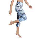 Metal Blue Wave Yoga Capri Leggings