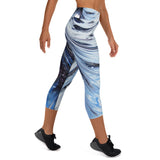 Metal Blue Wave Yoga Capri Leggings