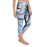 Metal Blue Wave Yoga Capri Leggings