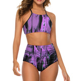 Purple Haze Cute Suspender Two Piece Bikini Swimsuit