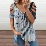 Metalic Blue Wave Ladies BE Zip Off Shoulder Top