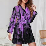 Purple Haze Cute Ladies Long Sleeve Belted Robe