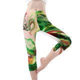 Green Goo D47 All-Over Print Capri Yoga Leggings