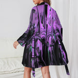 Purple Haze Cute Ladies Long Sleeve Belted Robe