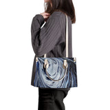 Metal Blue Wave SF_B3 Luxury Women PU Tote Bag - White