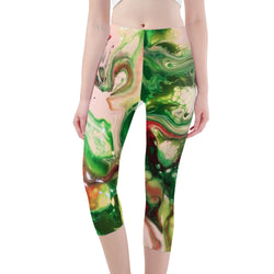 Green Goo D47 All-Over Print Capri Yoga Leggings