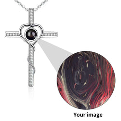 Lava Personalized Custom Photo Projection Cross Pendant Necklace