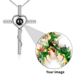 Green Goo Personalized Custom Photo Projection Cross Pendant Necklace