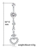 Belly Button Rings Piercing Silver Heart Shapes Dangling Chain Chic Navel Jewelry