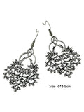 Silver Dangle Earrings Women's Alloy Embossed Chic Pierced Earrings