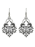 Silver Dangle Earrings Women's Alloy Embossed Chic Pierced Earrings