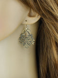 Silver Dangle Earrings Women's Alloy Embossed Chic Pierced Earrings