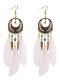 Boho Feather Earrings Dangle Earrings Statement Earrings