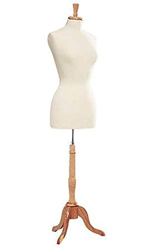 Female Off White Jersey Dressmaker Form - Includes Base, Form, and Finial