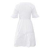 Ulanda-Dresses for Women, Women's Casual Dresses Summer Flowers Bell Sleeve Ruffle Hem Loose Swing Tunic Midi Dress