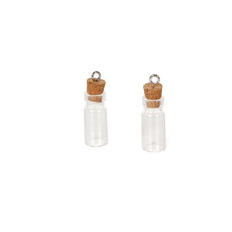Bulk Buy: Darice DIY Crafts Glass Bottle Charm with Cork Stopper 38mm 2 pieces (3-Pack) 1956-43