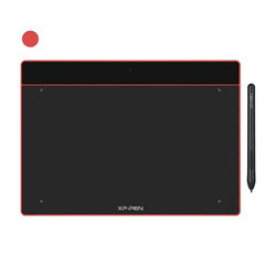 XP-PEN Deco Fun L Graphic Drawing Tablet 10x6 Inches Digital Drawing Pad Art Tablet with 8192 Levels of Pressure Battery-Free Stylus for Digital Drawing, Animation, Online Teaching(Red)