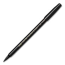 Pentel Pen Markers, Non Refillable, Fiber Tip, Fine Point, Black (S360-101)