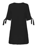 YOINS Summer Dresses for Women Half Sleeves T Shirts Solid Crew Neck Tunics Self-tie Blouses Mini Dresses Swiss Dot-Black Small