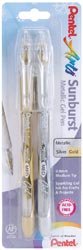 Bulk Buy: Pentel Sunburst Metallic Gel Pen 2/Pkg Gold/Silver SBMP (6-Pack)