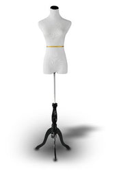 Dress Form: White Female Dress Form on Black Tripod Stand Size 2-4