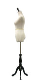 35"Chest 26"Waist 34"Hips White Female Mannequin Dress & Slacks Form + Tripod Base White/Black (M) Made by OM