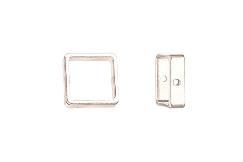 20pcs Bead Frame, Silver-Finished Brass Square Frame 10x10mm, fits Up To 8mm Square Beads