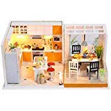 KUGIN Creative Mini Kitchen Restaurant Greenhouse Craft Kit Combination Assembly DIY Toy House with Furniture and Accessories