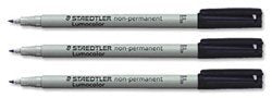 Brand New. Staedtler 316 Lumocolor Pen Non-permanent Fine 0.6mm Line Black Ref 316-9 [Pack 10]
