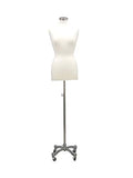 Adjustable- Mannequin Dress Form Female Fully Pinnable 37"26"36" White On Steel Rolling Base FT (Pinnable Series)