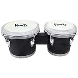 VACHAN Bongo Drums 6” and 7” Set Wood Percussion Instrument Bongos with Padded Bag and Tuning Key for Adults Kids Beginners Professionals ,Black