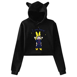 Aoliandatong My Hero Academia Friends Tie Dye Cat Ear Crop Top Hoodies Anime Sweatshirts Womens Girls (XL, Cute-Black)