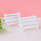 VOSAREA 2pcs Miniature Dollhouse Landscape Ornament Mini Wooden Bench DIY Craft Home Garden Decor Accessories Photo Booth Props