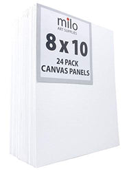 MILO | 8 x 10" 24 Pack Canvas Panels | Bulk Set of 24 8x10 inch Canvases Panel Boards for Painting | Ready to Paint Art Supplies White Blank Artist Board