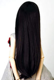 1/4 7-8" Bjd Doll Hair Only Wig Mid Long Layered Roll Inside Tips Ends Jet Deep Black Styled