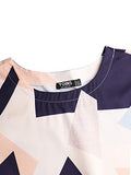 YOINS Womens Summer Crew Neck Mini Dress Causal Self-tie Half Sleeves Sundresses Short Party Dress Colorblock-Pink Blue Medium