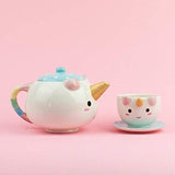 SMOKO Elodie Unicorn Tea Set with Teapot, Cup & Saucer, Decorative Kawaii Novelty Drinkware Item