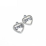 MagiDeal LOVE on the Heart Charms - 20x18mm - Metal Antique Bronze, Silver, Gold, Rose gold Colors,